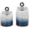 Glass Geometric Faceted Ombre Decorative Jars with Diamond Knobs, 2ct.